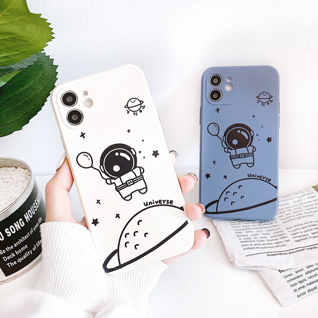 Ốp Iphone Cạnh Vuông,Bảo Vệ Camera HÌnh Phi Hành Gia 7Plus,8Plus.x.xs.xsmax,11,11promax,12,12promax,13,13promax