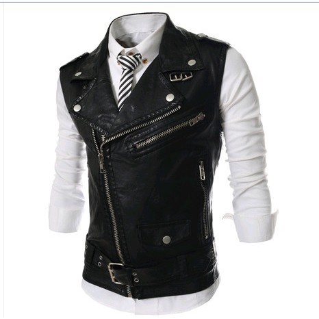 Áo Khoác Da Không Tay Thời Trang Cho Nam