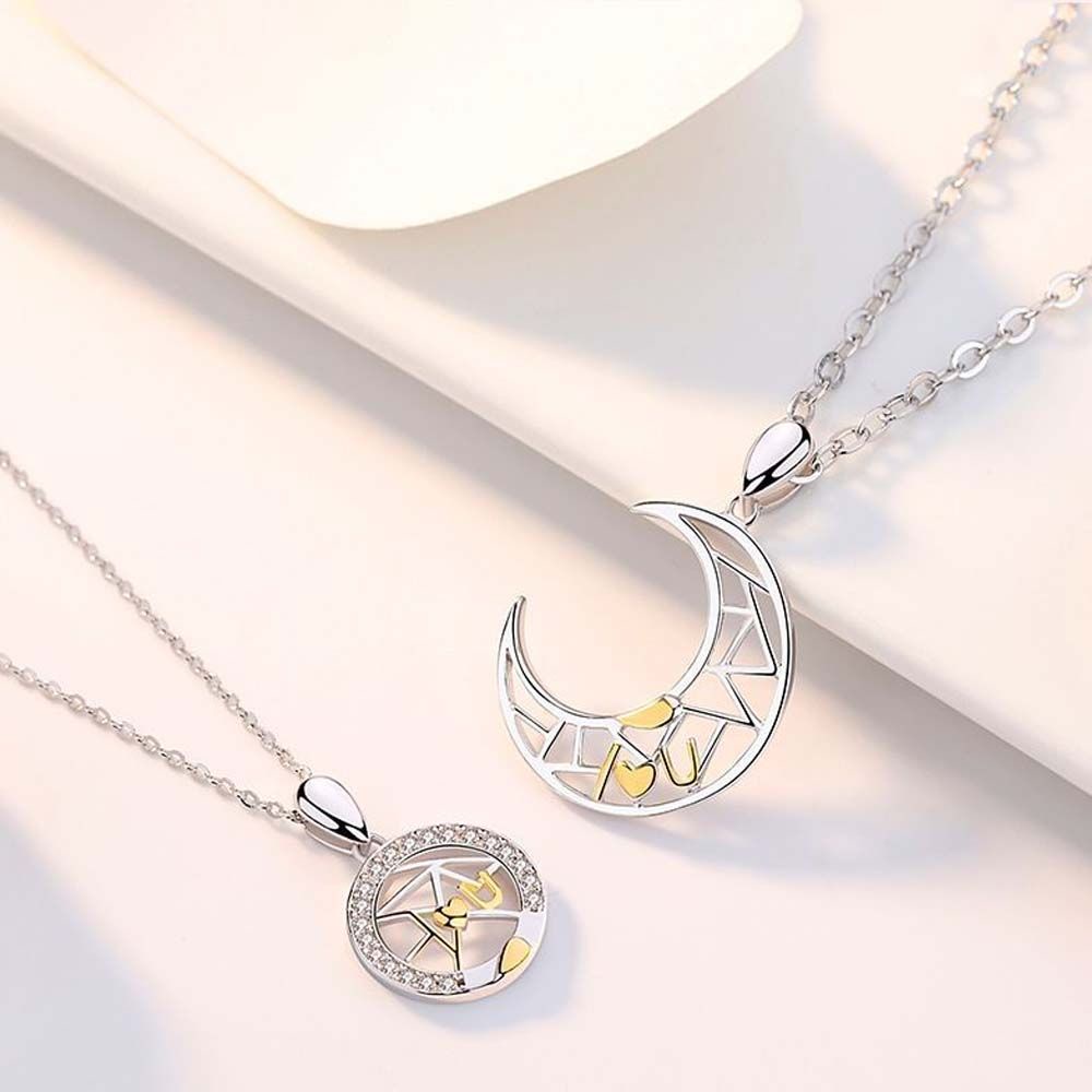Vòng cổ Mặt Hình Mặt Trăng / Mặt Trời Bằng Đồng Thời Trang Cho Cặp Đôi