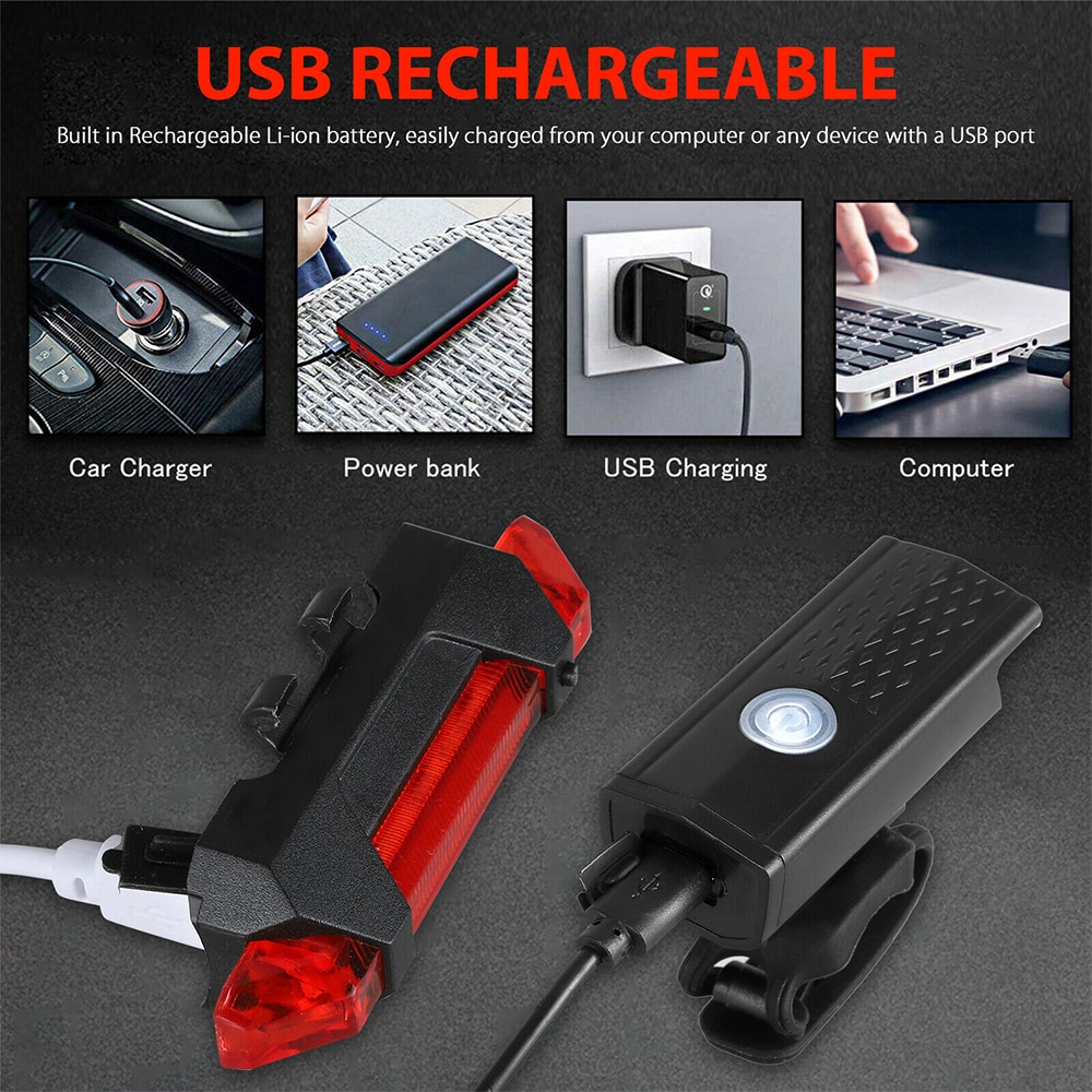 Đèn LED Cảnh Báo An Toàn Sạc Usb Gắn Đuôi Xe Đạp Leo Núi