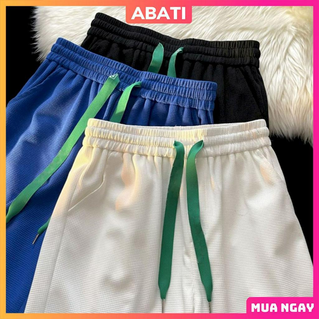 Quần jogger ống rộng nam nữ đẹp thêu chữ chất tổ ong cotton ABATI Quần dài bo gấu chun thể thao hàn quốc dày dặn QN03