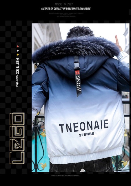 Áo phao nam hai màu mủ lông chuẩn cao cấp QC