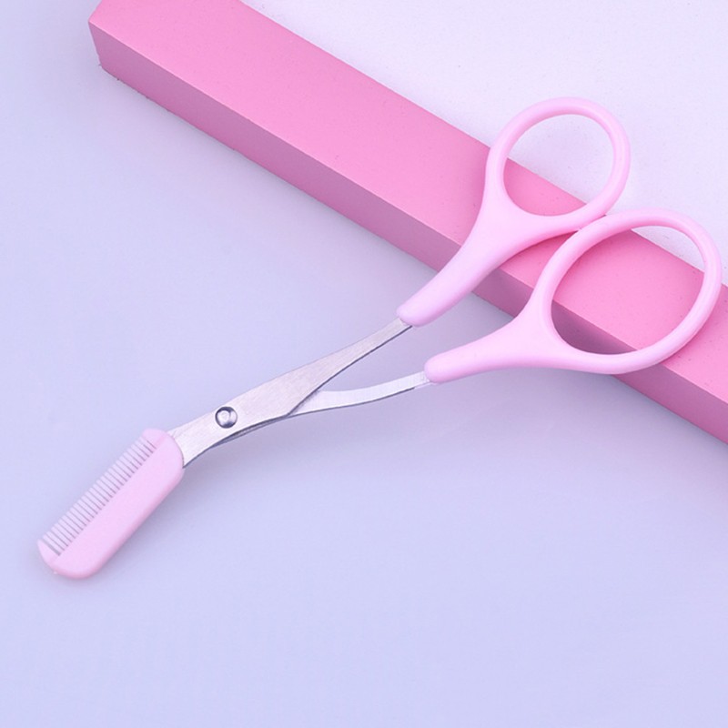 [Hàng mới về] Kéo tỉa lông mày bằng thép không gỉ tiện dụng kèm lược nhựa abs resin