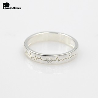 Nhẫn bạc nam nhịp tim chất liệu bạc ta cao cấp - thương hiệu ganes silver