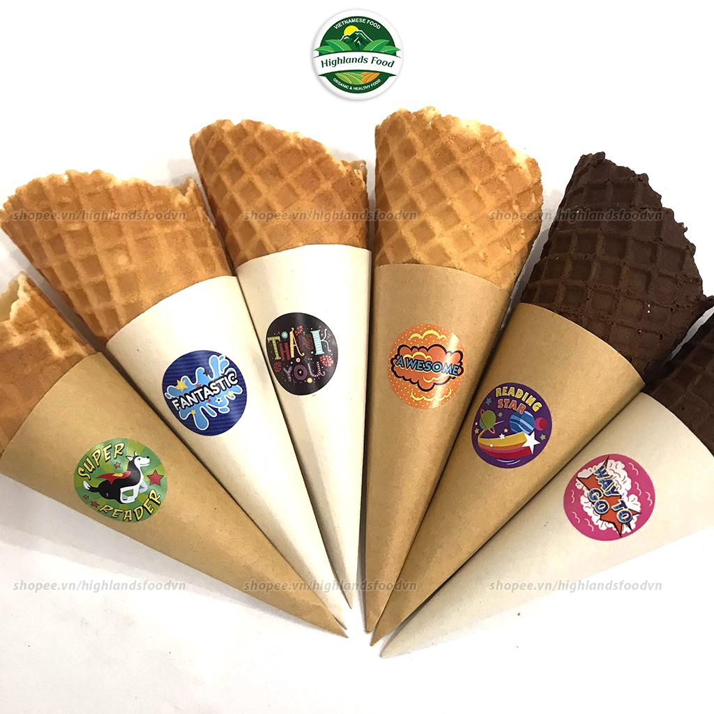 Đế Giấy Quấn Vỏ Kem Ốc Quế - 50 Cái Hình Ngẫu Nhiên - KT: 4.5x8cm - 5.5x11cm