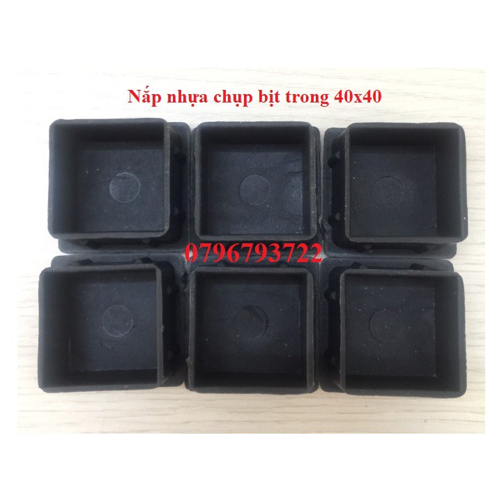 Bộ 10 cái nắp chụp nhựa vuông 40x40_bịt trong chân bàn ghế, nút chân chống xước, bịt trong chân ống sắt, nút nhựa