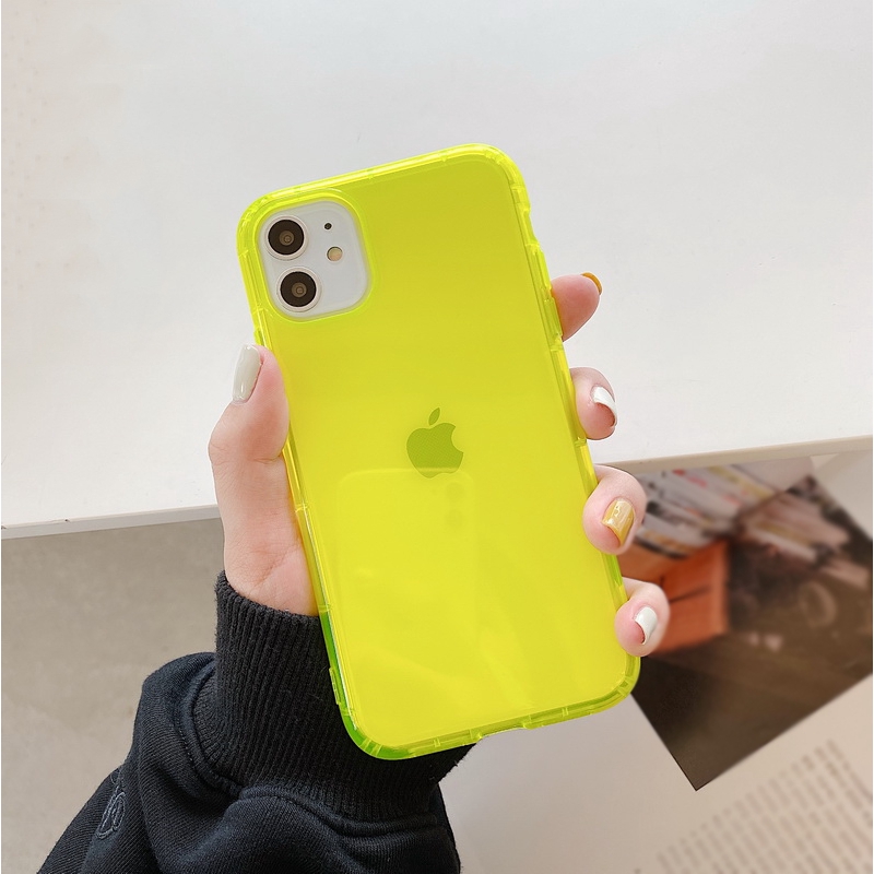 Ốp điện thoại cao su mềm trong suốt siêu mỏng màu sắc trơn màu phản quang dành choiPhone 11 Pro Max XS XR X 7 8