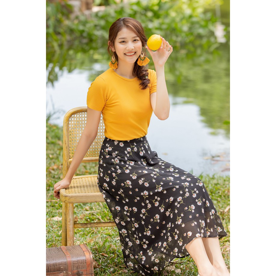 Set Váy Hoa Mùa Hè + Áo Thun Croptop The Kat House nhiều size, nhiều màu, có bán tách set