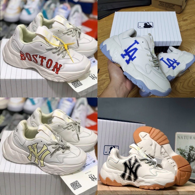 Giày Sneaker MLB NY Đen Đế Nâu, Giày Thể Thao NY Đen Tăng Chiều Cao full box bill