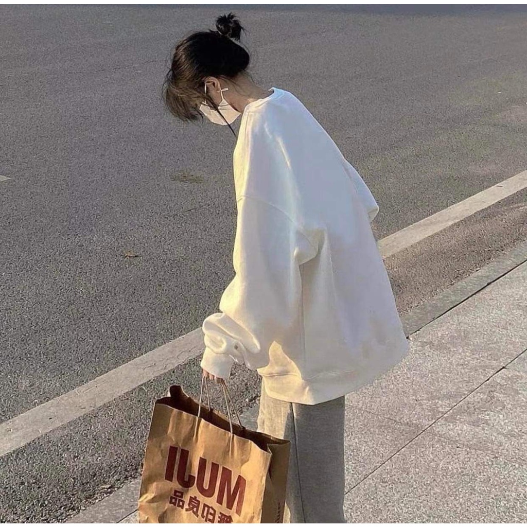 Áo SWeater Nỉ bông Dáng Rộng In Hình Hoa  Áo Nỉ Nữ Cổ Tròn Dài Tay