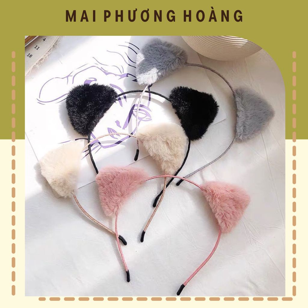 Bờm tóc tai mèo lông siêu mịn, Bờm cài tóc hot trend