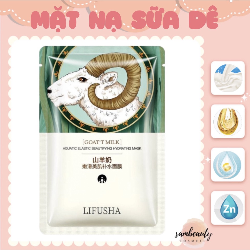 MẶT NẠ GIẤY THÀNH PHẦN TỪ SỮA DÊ DƯỠNG ẨM DƯỠNG SÁNG HỖ TRỢ LÀM ĐỀU MÀU DA CẢI THIỆN TÌNH TRẠNG DA KHÔ NỨT NẺ Sambeauty