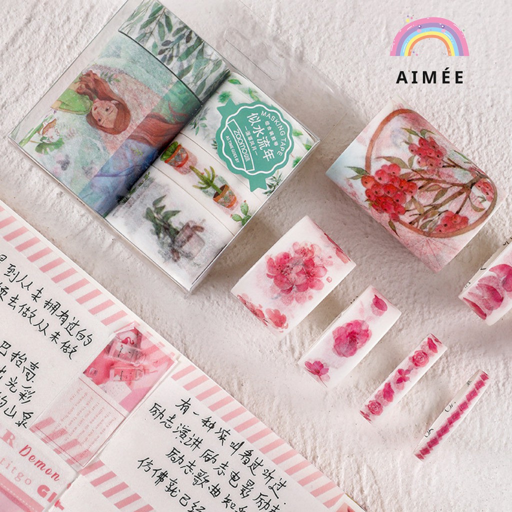 Set 7 Washi Trang Trí Sổ tay, Album, Nhật ký | Hình dán trang trí DIY 7 Cuộn - Có sẵn