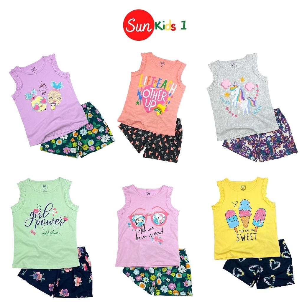 Đồ bộ bé gái size 8-16 tuổi, đồ cho bé gái chất cotton, bộ sát nách bé gái có nhiều màu - SUNKIDS1