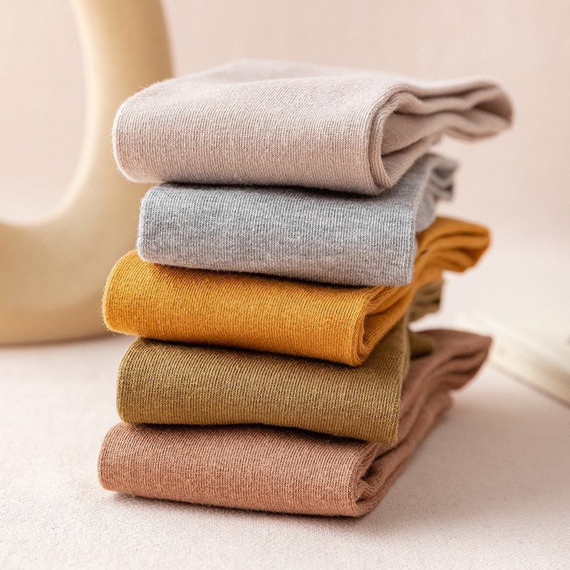 Vớ cotton cổ cao màu trơn phong cách nhật bản