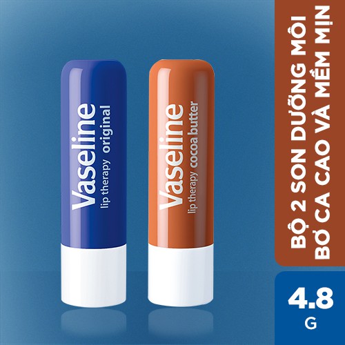 Bộ 2 son dưỡng môi Vaseline dạng thỏi Lip Therapy Stick: Bơ Cao Cao và Mềm mịn ( 4.8g x2)