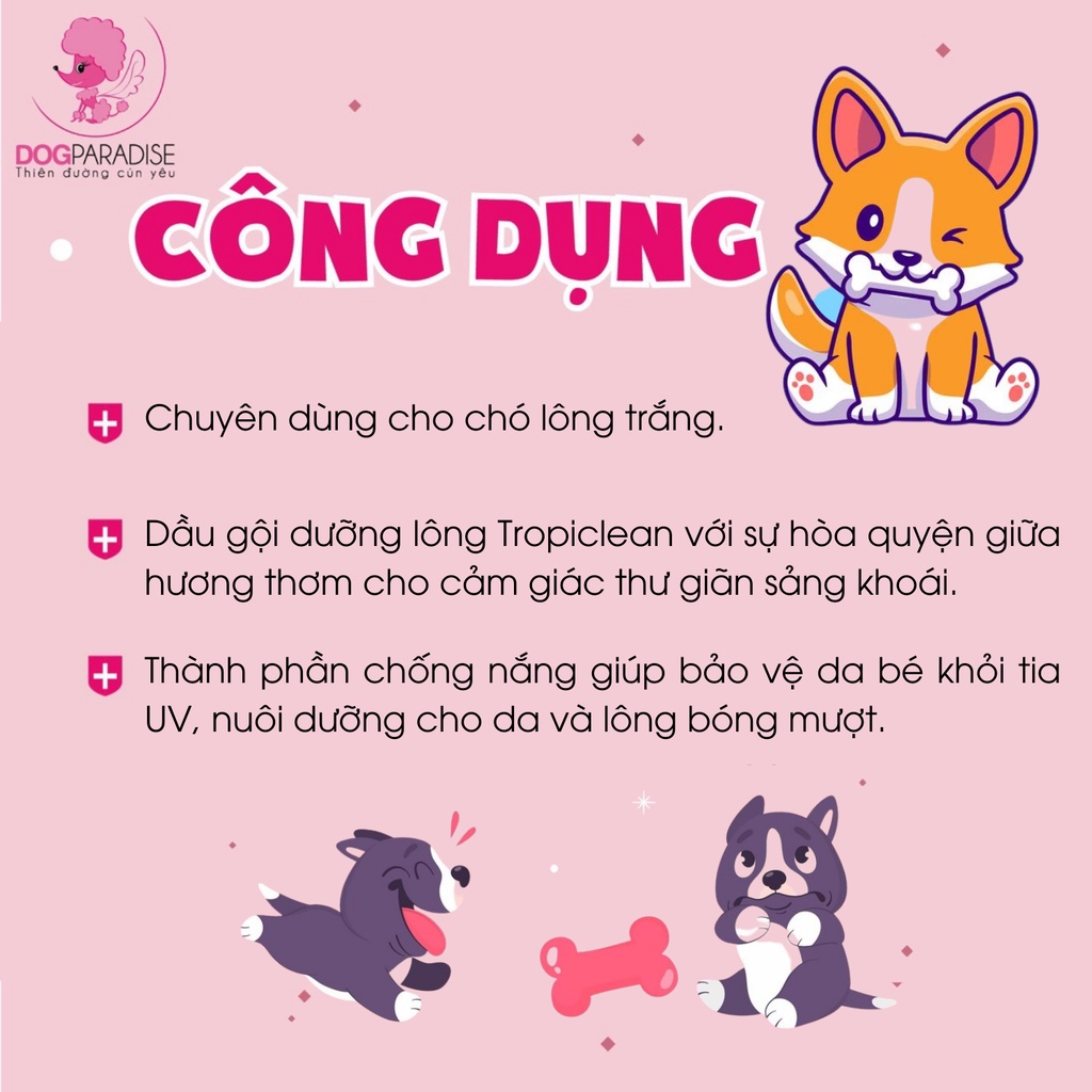 Dầu gội dưỡng lông SPA Lavish by TropiClean dành cho thú cưng dưỡng lông mềm mượt nhiều mùi hương - Dog Paradise