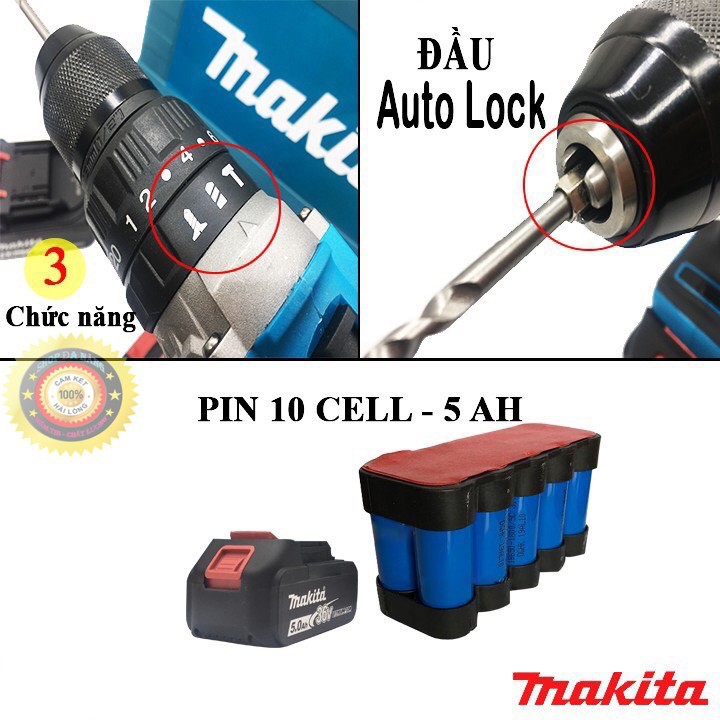 Máy Khoan Pin Bắt Vít Makita 36V Không Than - Tặng Mũi Khoan