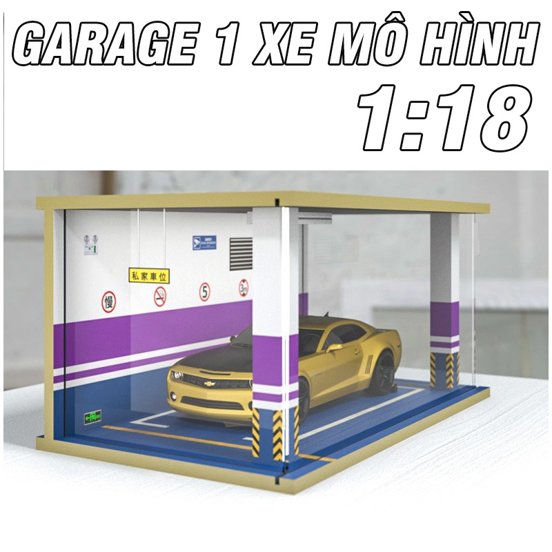 Mô hình gara xe ô tô 1:18 bằng gỗ đồ chơi trẻ em gara có đèn chiếu sáng để được 1 xe ô tô