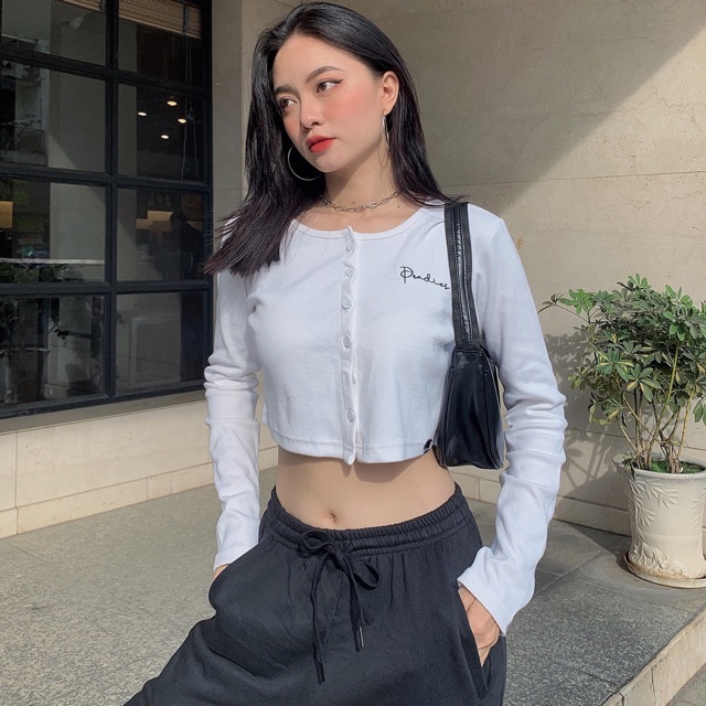 Áo Croptop tay dài Basic