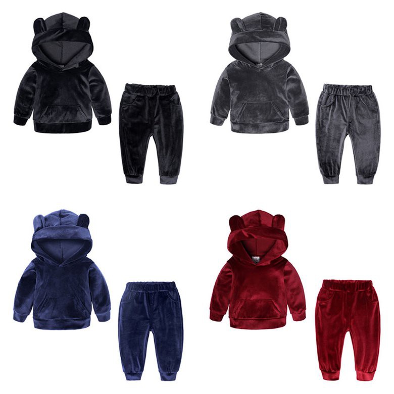 Set Áo Hoodies Tay Dài + Quần Dài Cho Bé Trai