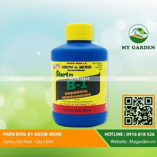 Phân bón lá kích rễ, đâm chồi Grow More vitamin B1, dạng nước, chai 235ml, cho cây trồng - Hàng chính hãng