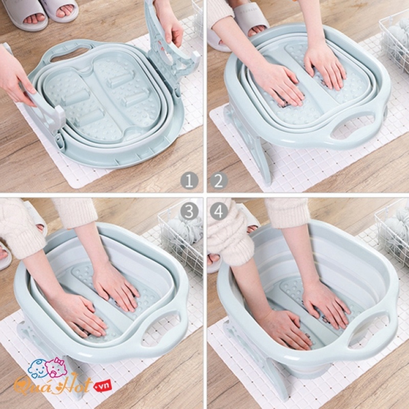 Chậu Ngâm Chân Gấp Gọn - Chậu Massage Chân Đa Năng Silicon - KT 50x41x21 - Shop9X TP.HCM