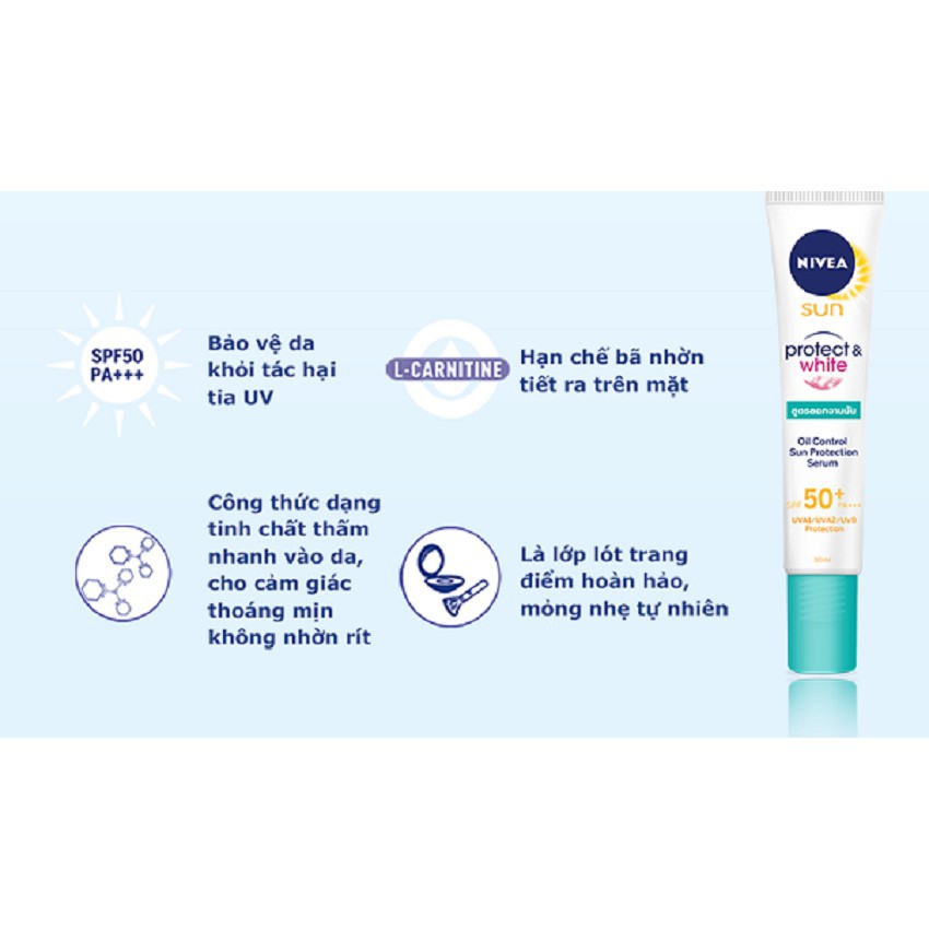 Tinh chất chống nắng Nivea dưỡng trắng & kiểm soát dầu SFP50+ PA+++ (30ml)