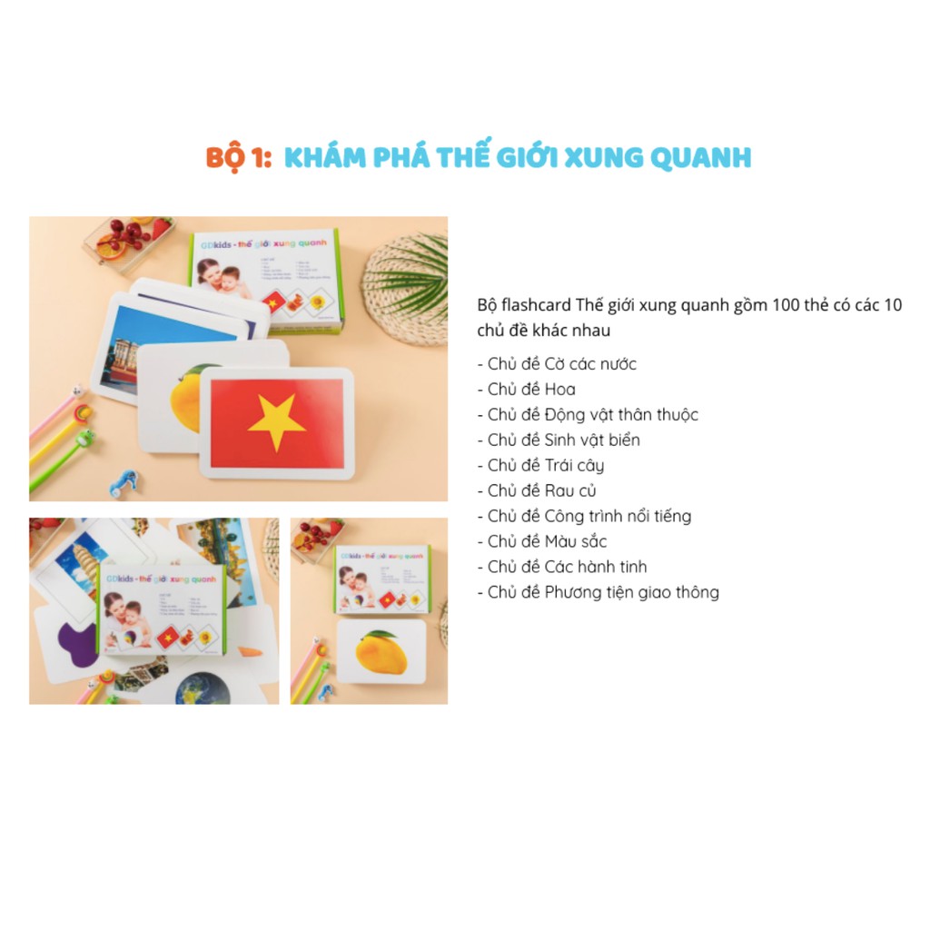 Bộ thẻ học thông minh cho bé flashcard Glenn Doman loại to chuẩn GDKids cho bé từ 0-6 tuổi Shop Bố Su
