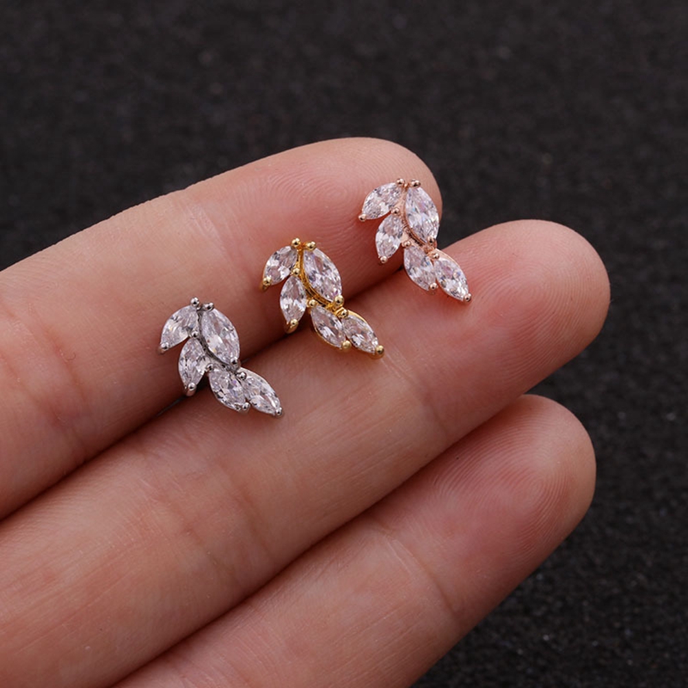 Khuyên sụn tai hình hoa hồng đính đá zircon