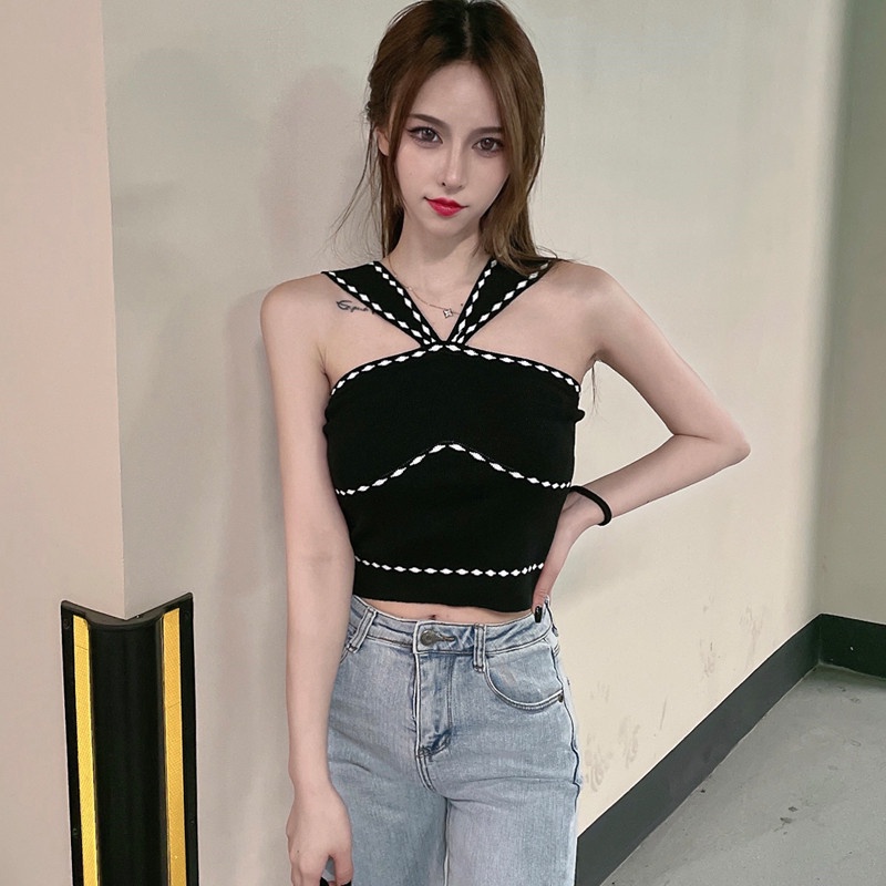 Áo croptop SUXI hai dây ôm dáng phong cách Hàn Quốc thời trang cho nữ