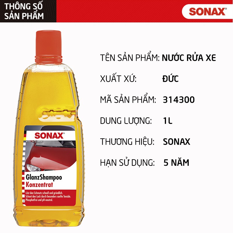 Nước Rửa Xe Đậm Đặc SONAX GLOSS SHAMPOO 1000ml