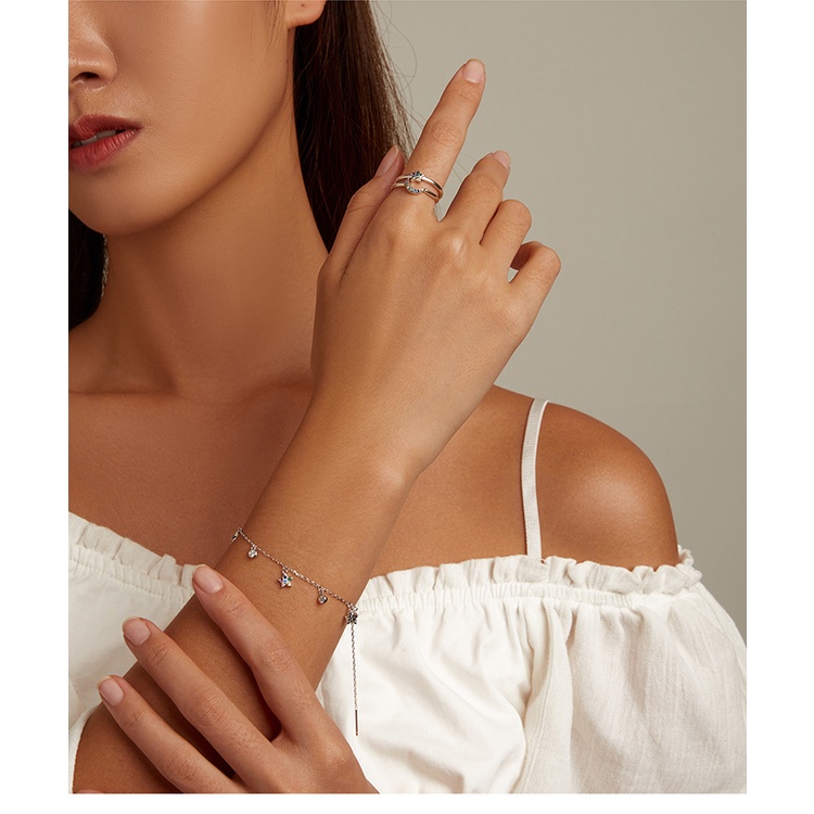 Vòng tay Bamoer SCB227 bạc 925 hình ngôi sao thời trang dùng làm quà tặng cho nữ