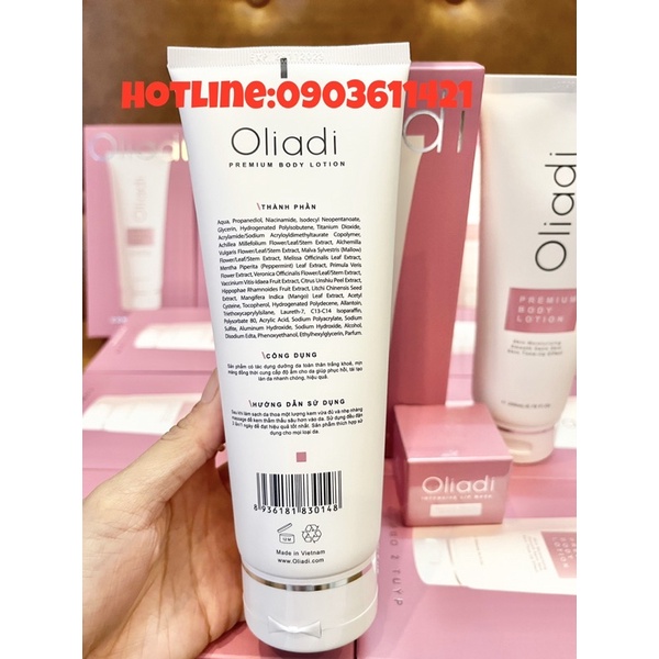 COMBO Kem + ủ môi + tắm trắng  Body OLIADI Phân Tử  Nano Dưỡng Trắng Da 200ml ( hàng Chính Hãng)