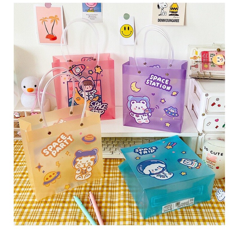 Túi Đựng Quà Cute Bằng Nhựa, Giấy Kraft Nhiều Màu Nhiều Họa Tiết Dễ Thương
