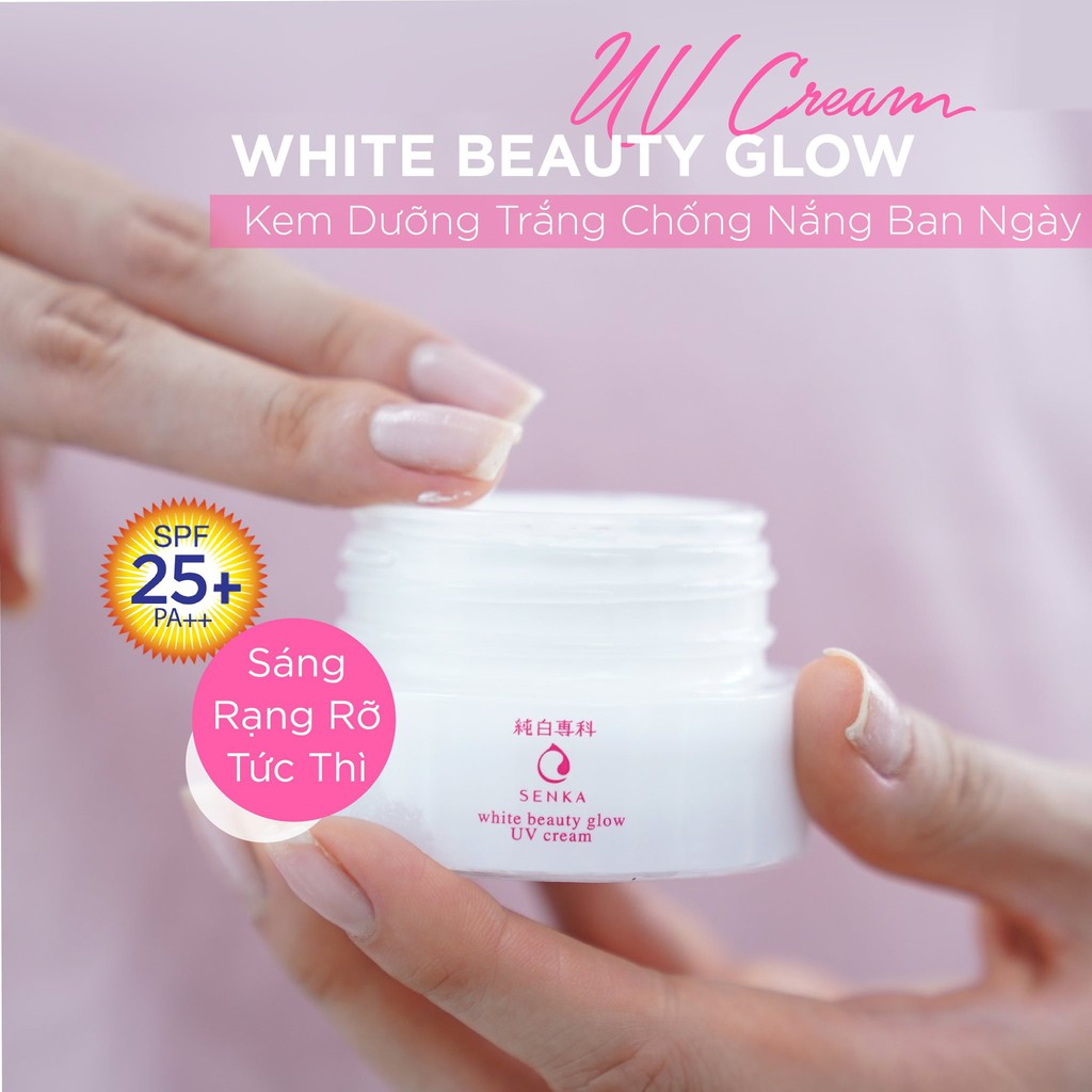 Kem Dưỡng Trắng Da Chống Nắng Ban Ngày Senka White Beauty Glow UV Cream 50g