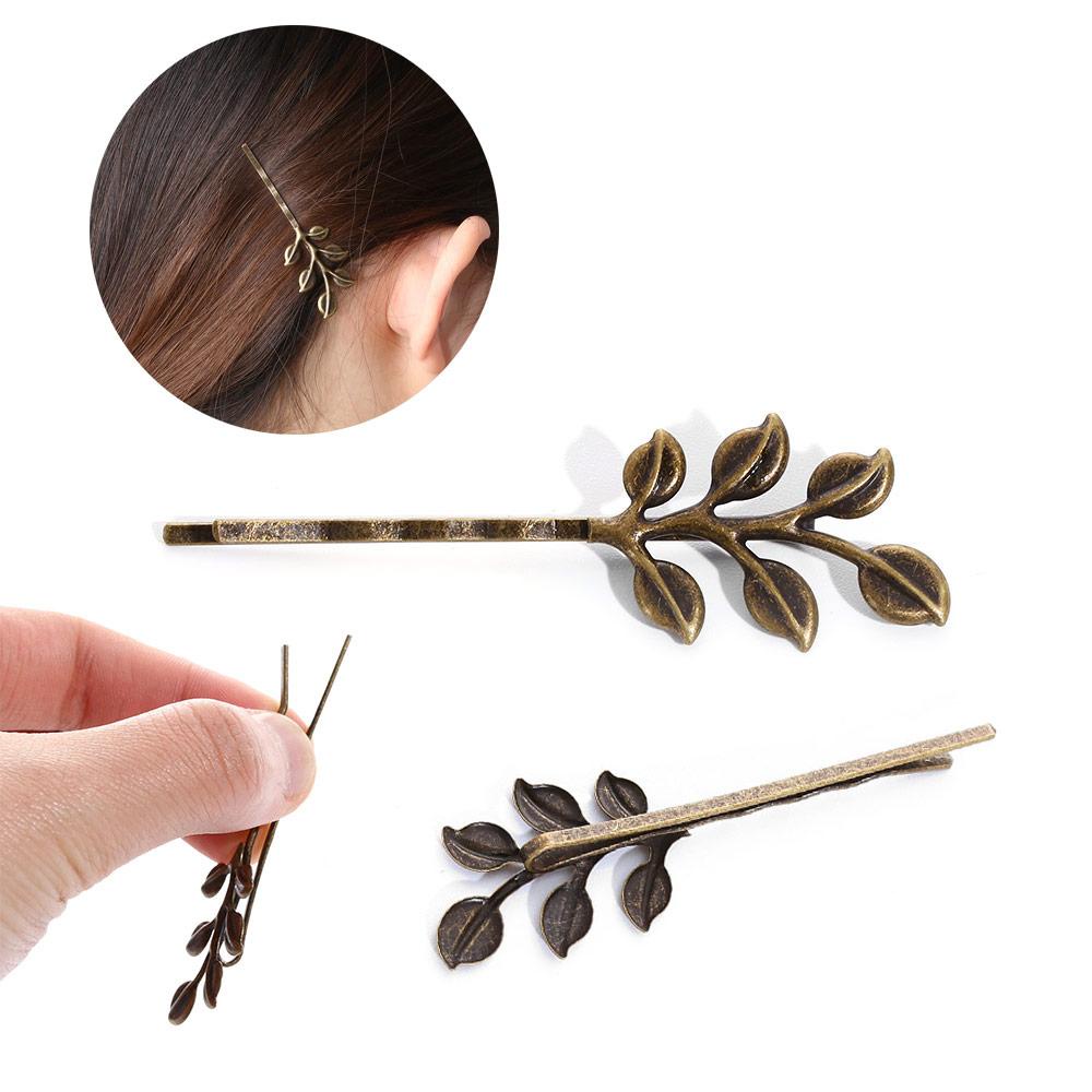 HS Kẹp TóC HìNh Lá ĐíNh Kim Cương Giả ThờI Trang Cho Nữ