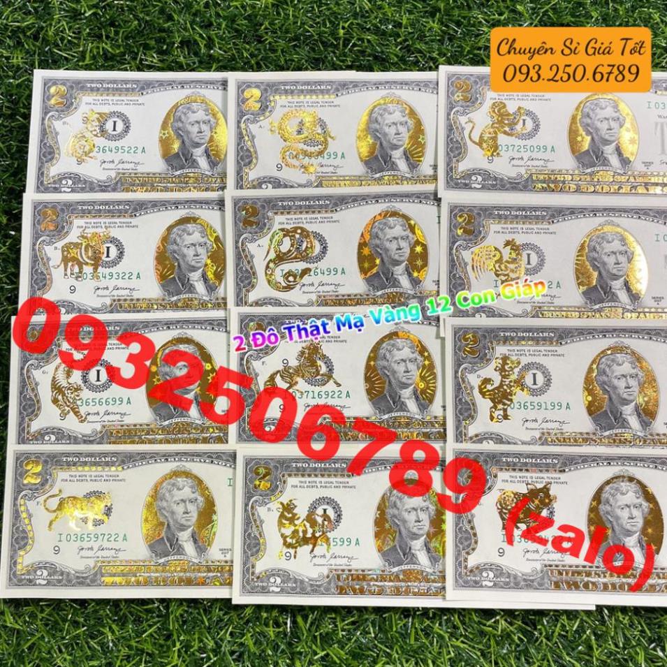 Tờ 2 Đô, 2 USD In Hình 12 Con Giáp Mạ Vàng 3D Kỷ Niệm Làm Quà Tặng, Sưu Tầm, Trang Trí để bóp ví ốp lưng điện thoại