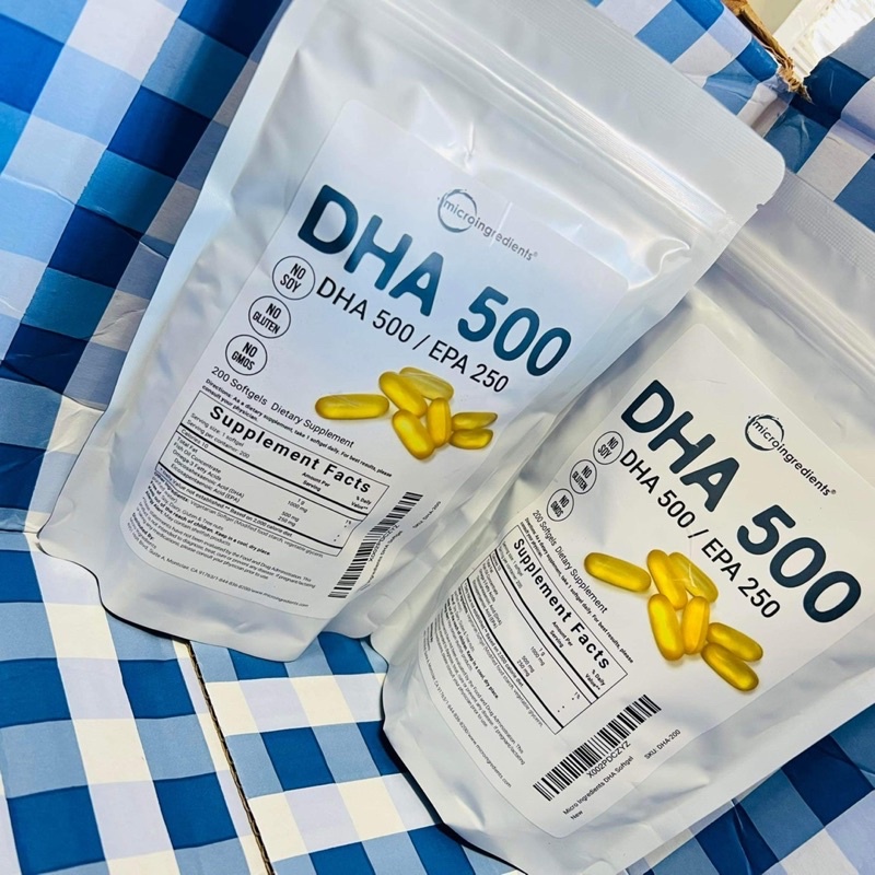 Viên Dầu Cá Micro Ingredients DHA  - Hỗ Trợ Hệ Tim Mạch, Trí Não, Tăng Cường Thị Lực, Sáng Mắt, Đẹp Da