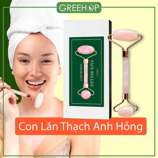 Cây lăn massage mặt bằng đá thạch anh hồng Greehop