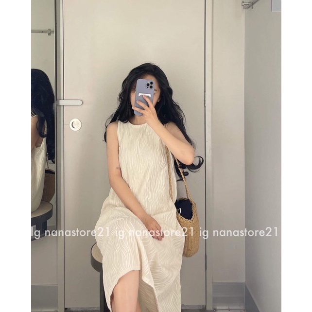 CÓ SĂN- ẢNH THẬT)Váy sát nách hoạ tiết lượn sóng Nana21