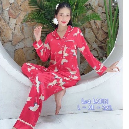 Đồ Bộ Pijama Lụa Latin Cao Cấp Siêu Mềm Mượt Quần Dài Tay Dài Size L XL 2XL Giảm 10K Đơn 200K