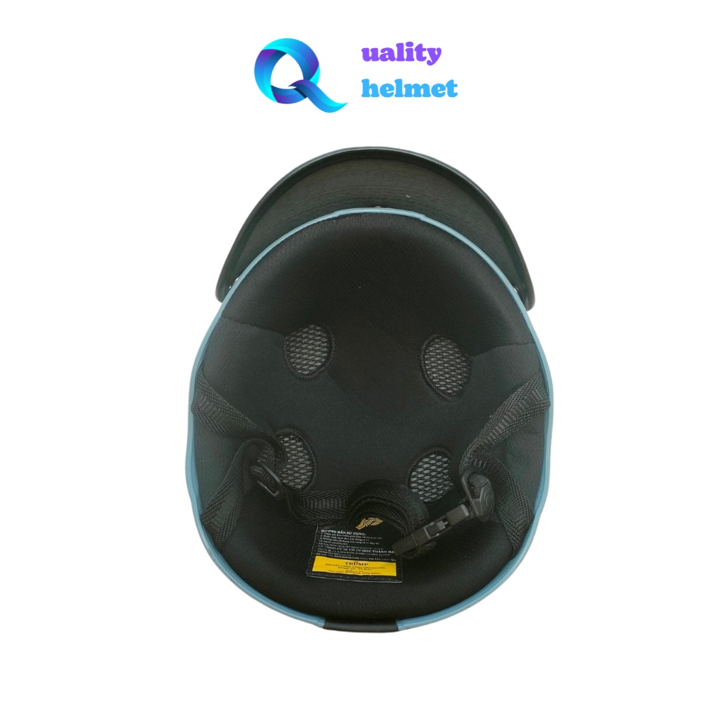 Mũ bảo hiểm nón sơn nửa đầu 1/2 cao cấp màu xanh có lỗ thông gió hàng chính hãng