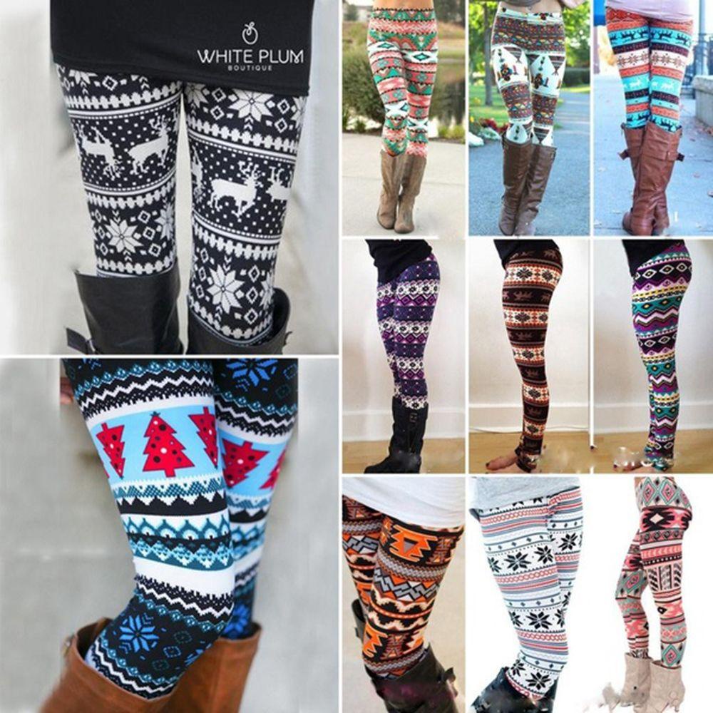 ROSE Quần Legging Một Size Chất Lượng Cao Phong Cách Giáng Sinh