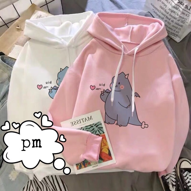 Áo hoodie khủng long búng tim UID