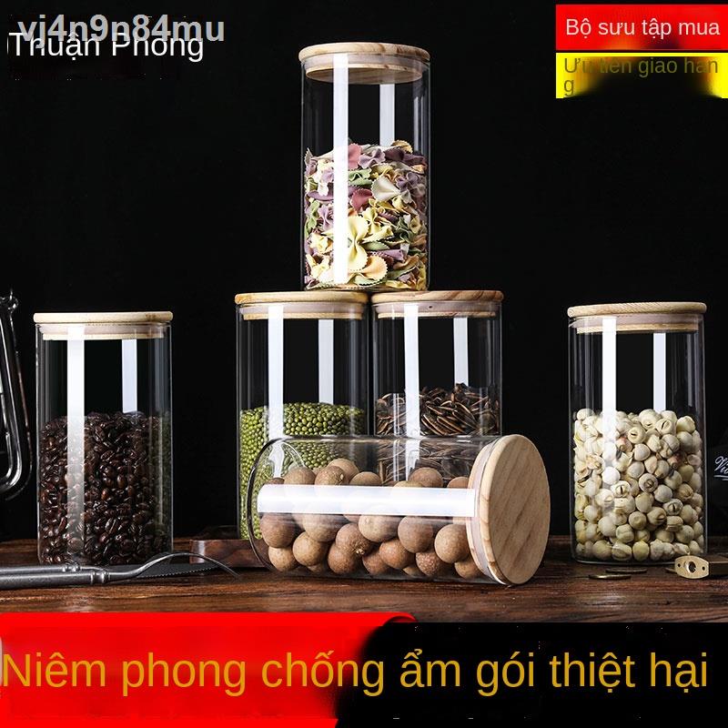 ☼Đồ hộp thủy tinh kín hơi, thực phẩm, lon trà, hộp đựng ngũ cốc nguyên hạt, hộp đựng vỏ quýt khô, chai lọ, ch