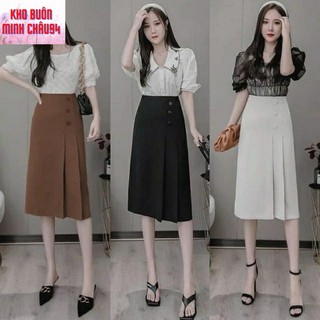 CHÂN VÁY CÔNG SỞ CAO CẤP DÁNG DÀI QUA GỐI SIÊU SANG CHẢNH 3 CÚC