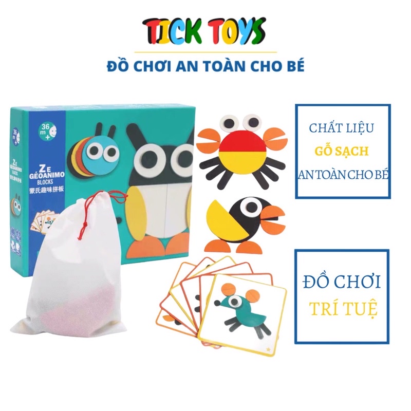 ĐỒ CHƠI XẾP HÌNH CON VẬT BẰNG GỖ  - XẾP HÌNH GỖ THEO CHỦ ĐỀ