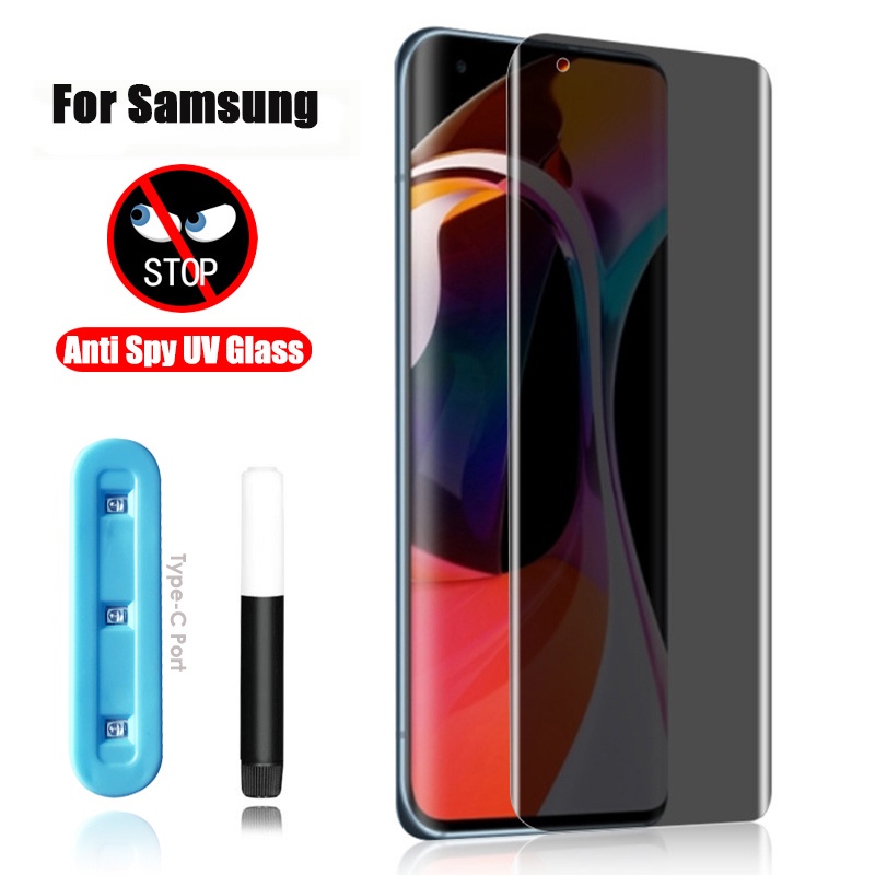 Kính cường lực màn hình điện thoại keo UV chống nhìn trộm cho Samsung Galaxy Note 8 9 10 Plus 20 S21 S22 S23  S20 Ultra S8 S10 S9 Plus