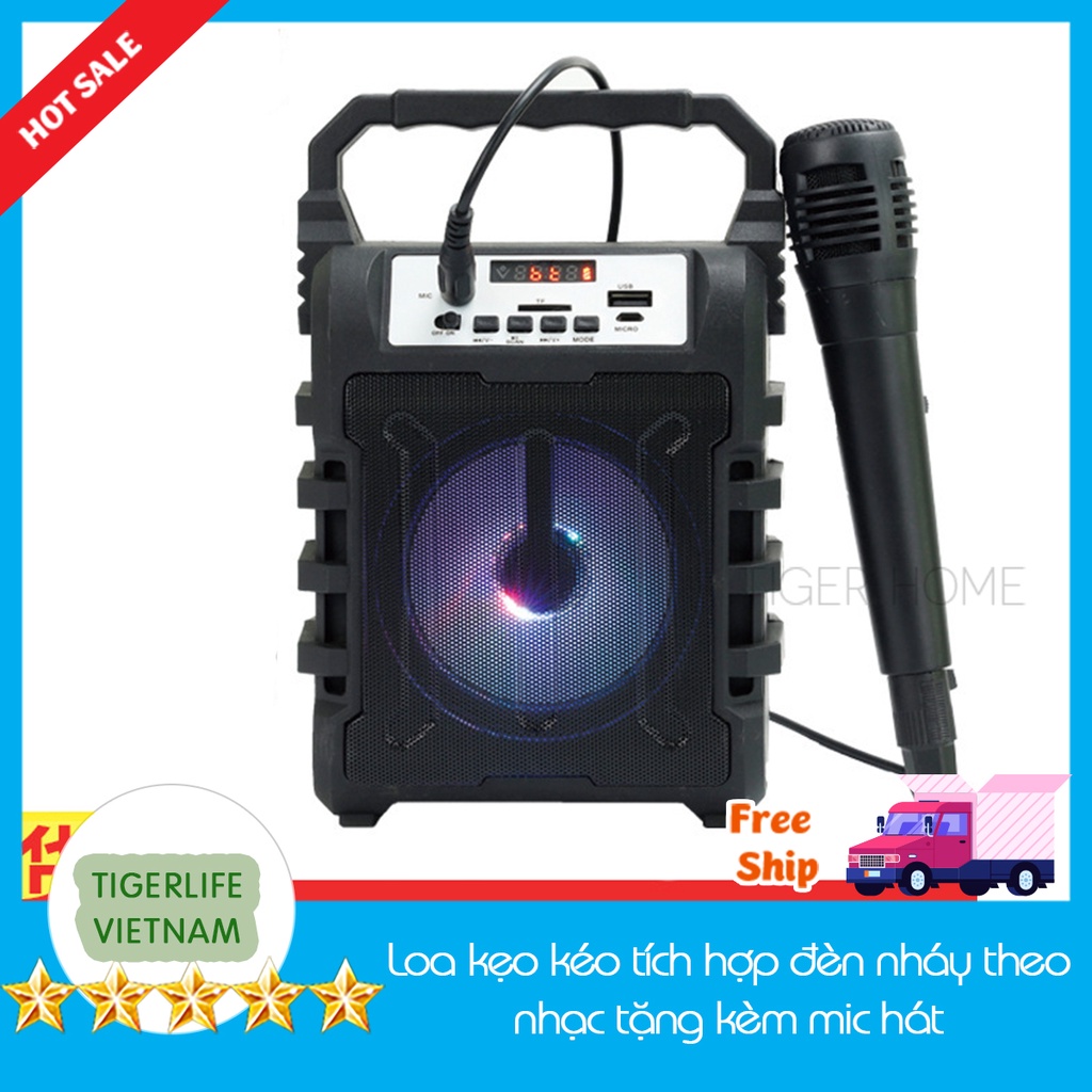 TẶNG 1 MIC KARAOKE CÓ VANG 100K] Loa Kẹo Kéo Karaoke Bluetooth Mini 33bt/Gs33/Gs23 model 2022